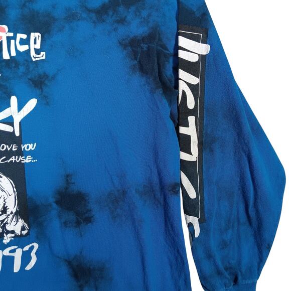 Chemistry Poetic Justice 1993 Tupac Graphic Tee Size 3X Blue Tie Dye Long Sleeve - Picture 3 of 10